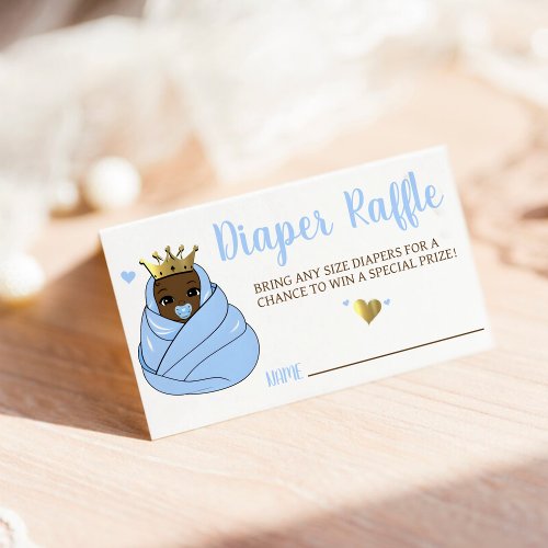 Blue African American Baby Shower Diaper Raffle Enclosure Card