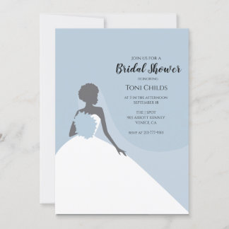 Blue African American Bridal Shower Invitation