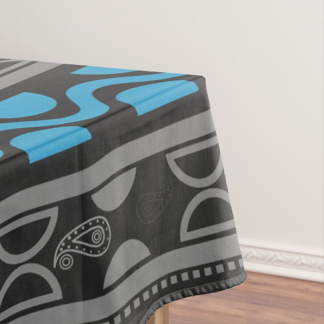 Blue African Aztec Tablecloth (In Situ)