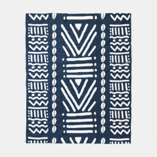 Blue African Denim Bogolan Design Blanket