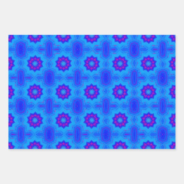 Blue african print wrapping paper sheets (Front)