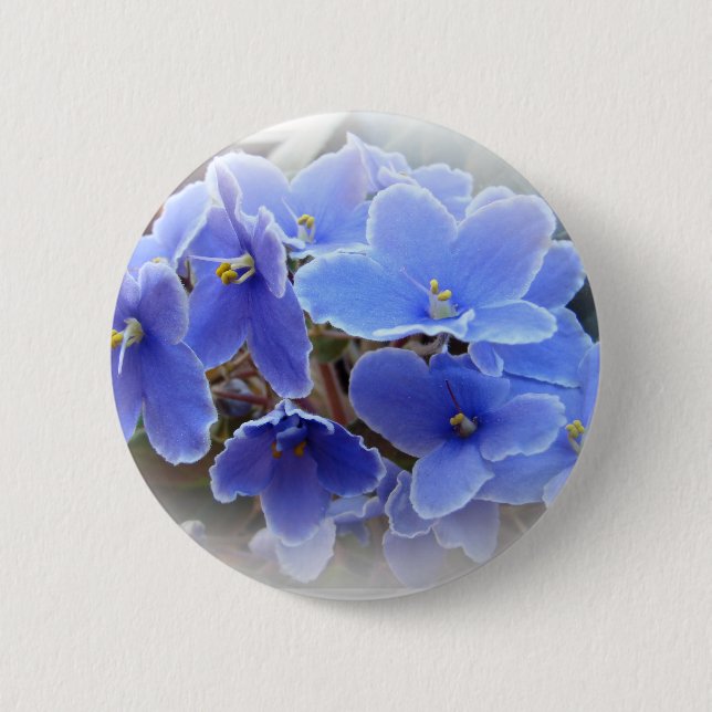 Blue African Violets Button (Front)