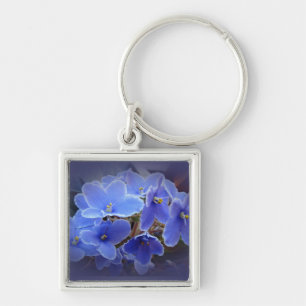 Blue African Violets Keychain