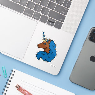 Blue Afro Unicorn Sticker