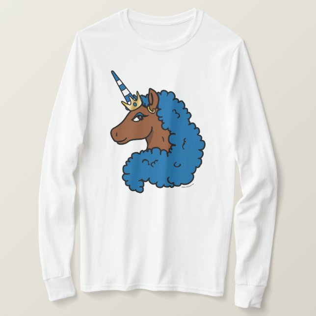 Blue Afro Unicorn T-Shirt (Design Front)