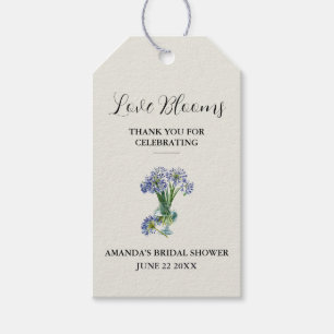 Blue Agapanthus Floral Love Blooms Favor Gift Tags