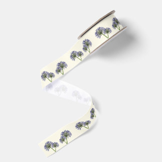 Blue Agapanthus Floral Wedding Favor Grosgrain Ribbon