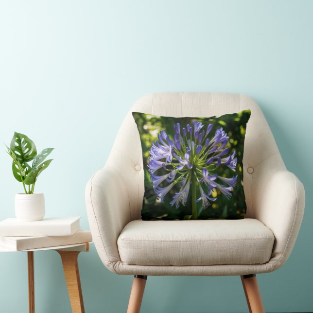Blue Agapanthus Flowers Throw Pillow (Chair)