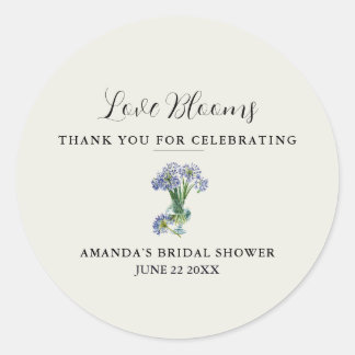 Blue Agapanthus Love Blooms Thank You Classic Round Sticker