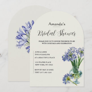 Blue Agapanthus Single Stem Arch Bridal Invitation