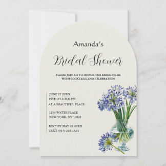 Blue Agapanthus Vase Arch Bridal Invitation