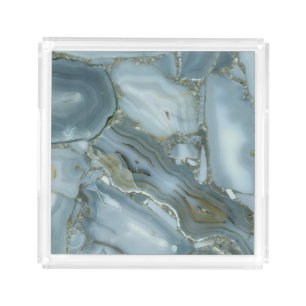 Blue agate acrylic tray