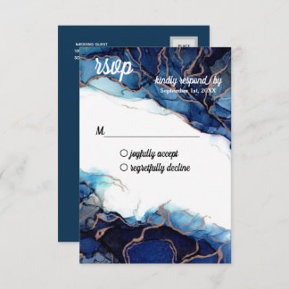 Blue Agate & Copper RSVP Postcard