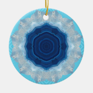 Blue Agate Crystal Design! Ceramic Ornament