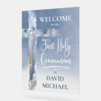blue agate | First Communion welcome sign