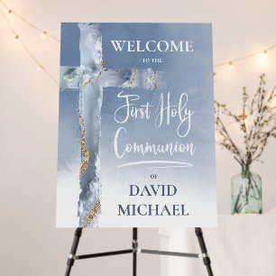 blue agate   First Communion welcome sign