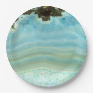 Blue Agate Gemstone Crystal Princess Pattern Paper Plates