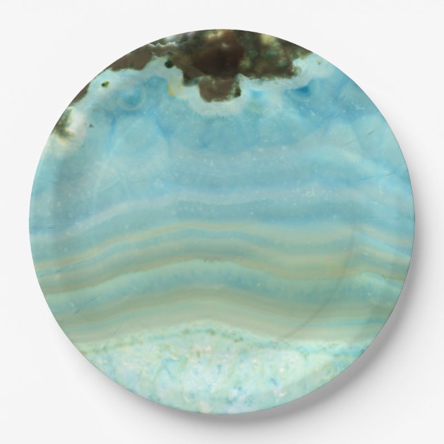 Blue Agate Gemstone Crystal Princess Pattern Paper Plates (Front)