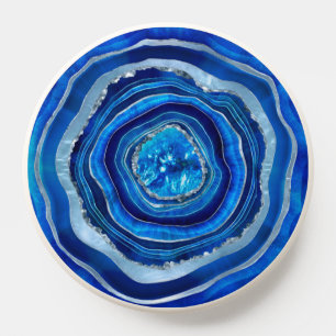 Blue Agate Geode Digital Art PopSocket