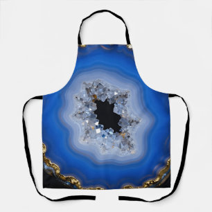 Blue Agate Geode Gold Edge Crystal Art Apron