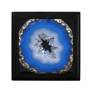 Blue Agate Geode Gold Edge Crystal Art Gift Box