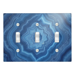 Blue Agate Geode Symmetry Abstract Light Switch Cover