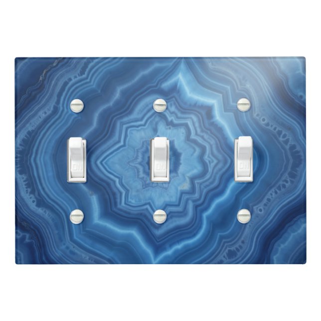 Blue Agate Geode Symmetry Abstract Light Switch Cover (In Situ)