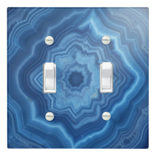 Blue Agate Geode Symmetry Abstract Light Switch Cover