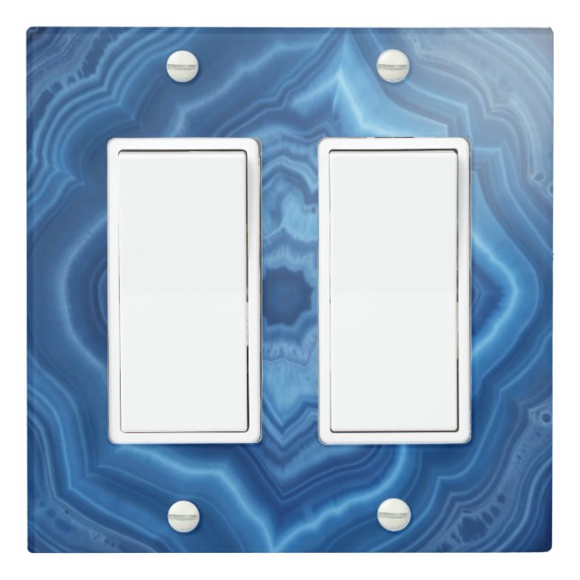 Blue Agate Geode Symmetry Abstract Light Switch Cover (In Situ)