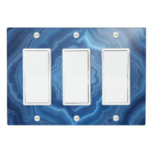 Blue Agate Geode Symmetry Abstract Light Switch Cover