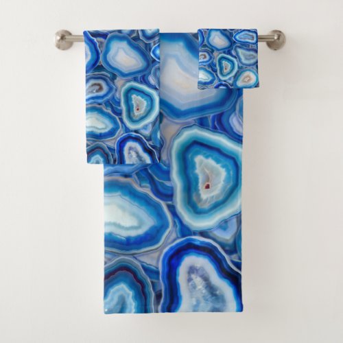 Blue Agate Geodes crystals pattern Bath Towel Set