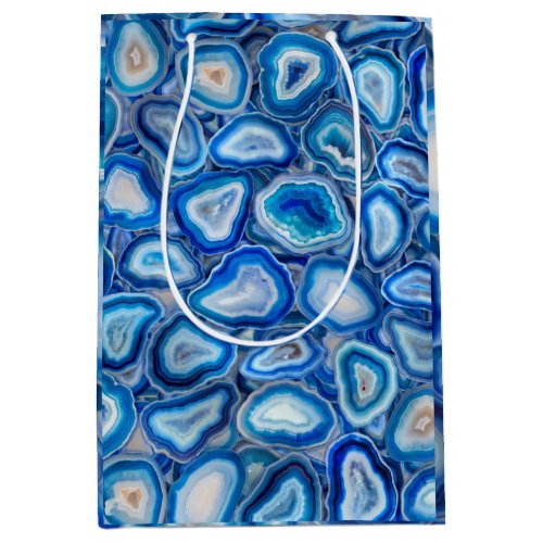 Blue Agate Geodes crystals pattern Medium Gift Bag