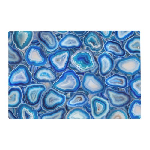 Blue Agate Geodes crystals pattern Placemat