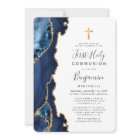 Blue Agate Gold Glitter First Holy Communion