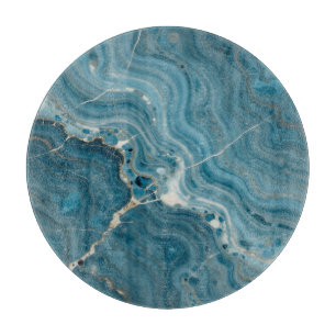 Blue Agate Gold Vein Marble Cutting Board