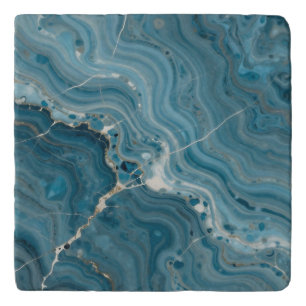 Blue Agate Gold Vein Marble Trivet
