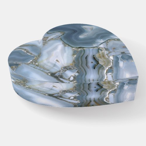 Blue Agate Heart Paperweight