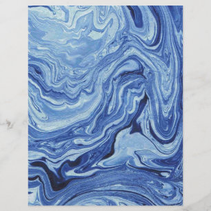 Blue Agate Marble Pattern Swirl Arts & Craft Paper