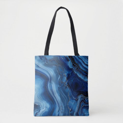 Blue agate marble print in minimalist styl tote bag