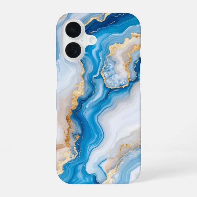 Blue Agate Marble with Gold Veins – Elegant iPhone Case (Back)