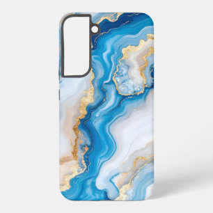 Blue Agate Marble with Gold Veins – Elegant Samsung Galaxy S22+ Case
