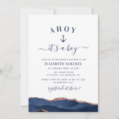 blue agate nautical sea baby shower invitation (Front)