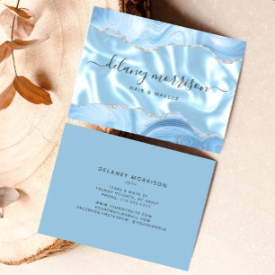 Blue Agate Silver Glitter Luxury Business Card
