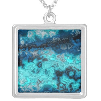 Blue Agate Silver Plated Necklace by DeepFlux at Zazzle
