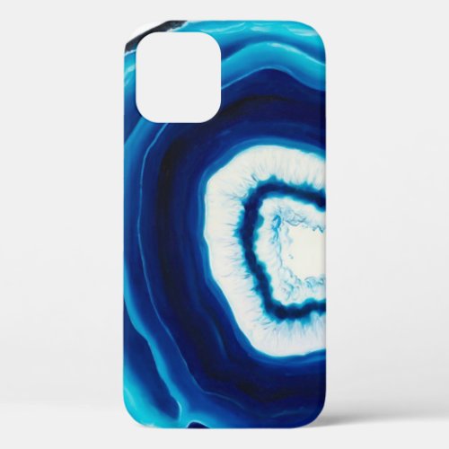 Blue Agate Slice  Abstract iPhone 12 Case