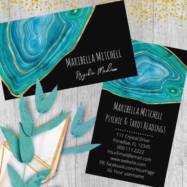 Blue Agate Slice Crystal Psychic Medium Spiritual Business Card (Creator Uploaded)