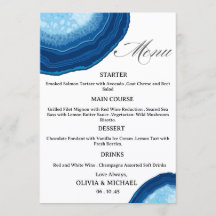 Blue Agate Sliced Wedding Menu