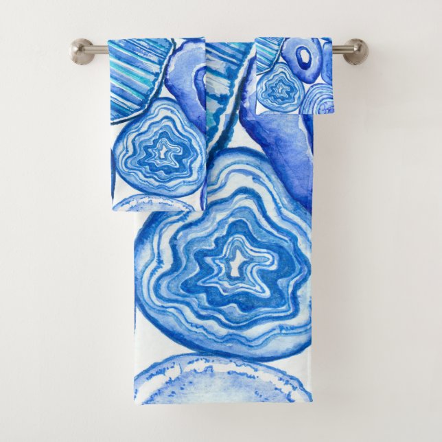 Blue agate slices bath towel set (Insitu)