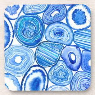Blue agate slices beverage coaster