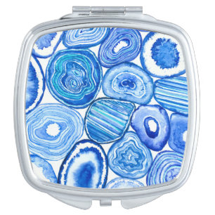 Blue agate slices makeup mirror